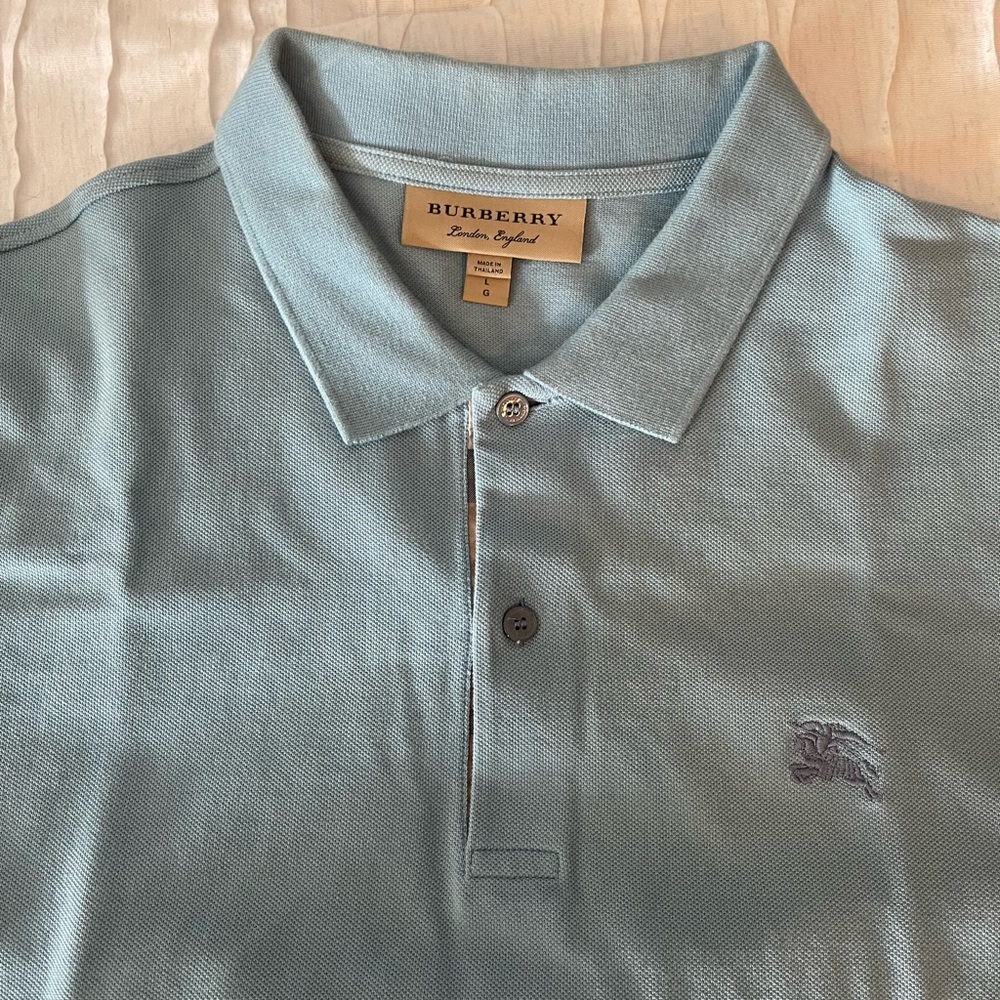 Burberry Blue Polo Shirt Classic Design